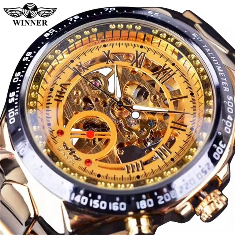 Luxurious Dial Men's Automatic Mechanical Watch - Smooth Hollow Back Design, Stainless Steel Strap, Ideal Gift for Business and Casual Wear, Ideal for Birthday, Parties and Special Occasion, Business Casual Watch | Smooth Wat