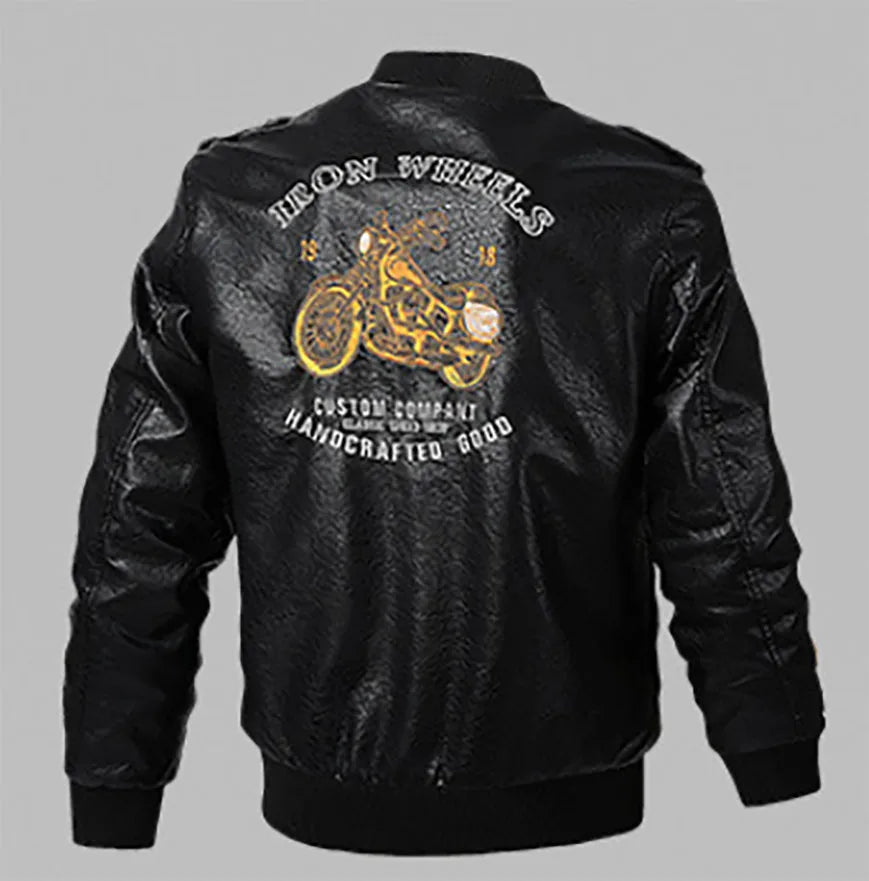 New Spring and Autumn Coat, Flying PU Leather Jacket, Slim Fit Hardcore Men's Youth Leather Jacket