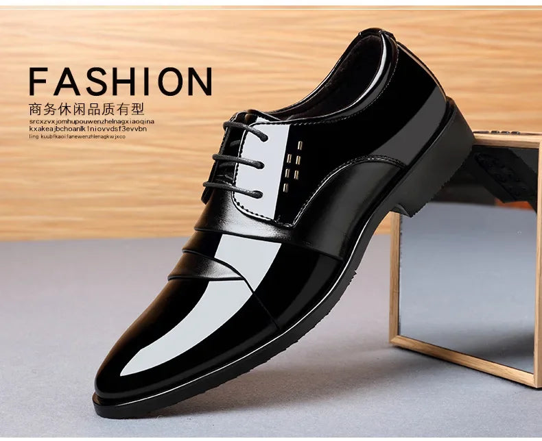 Business Dress Men Shoes Luxury Mens Dress Shoes Patent Leather Oxford Shoes for Men Oxfords Footwear High Quality Leather