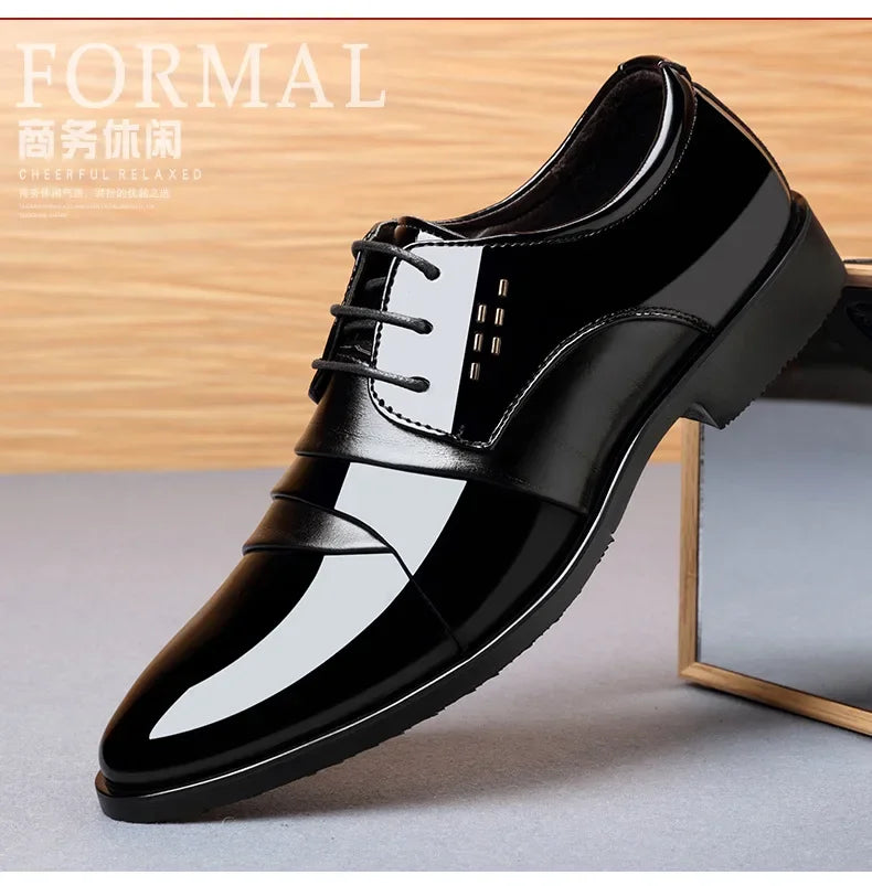 Business Dress Men Shoes Luxury Mens Dress Shoes Patent Leather Oxford Shoes for Men Oxfords Footwear High Quality Leather