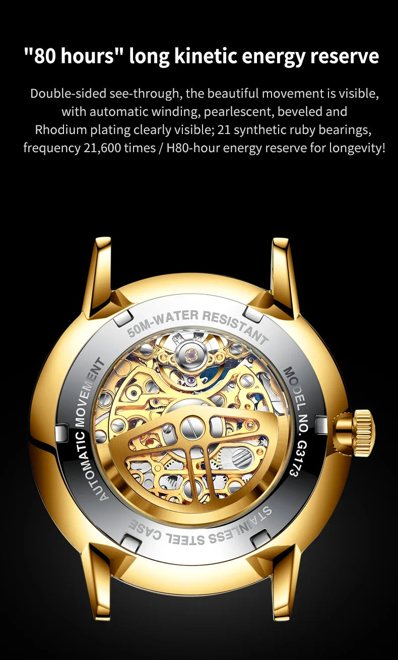 OUPINKE Great Price Reduction Luxury Brand Men Watch Gold Fully Automatic Mechanical Watch Waterproof Luminous Original Watch