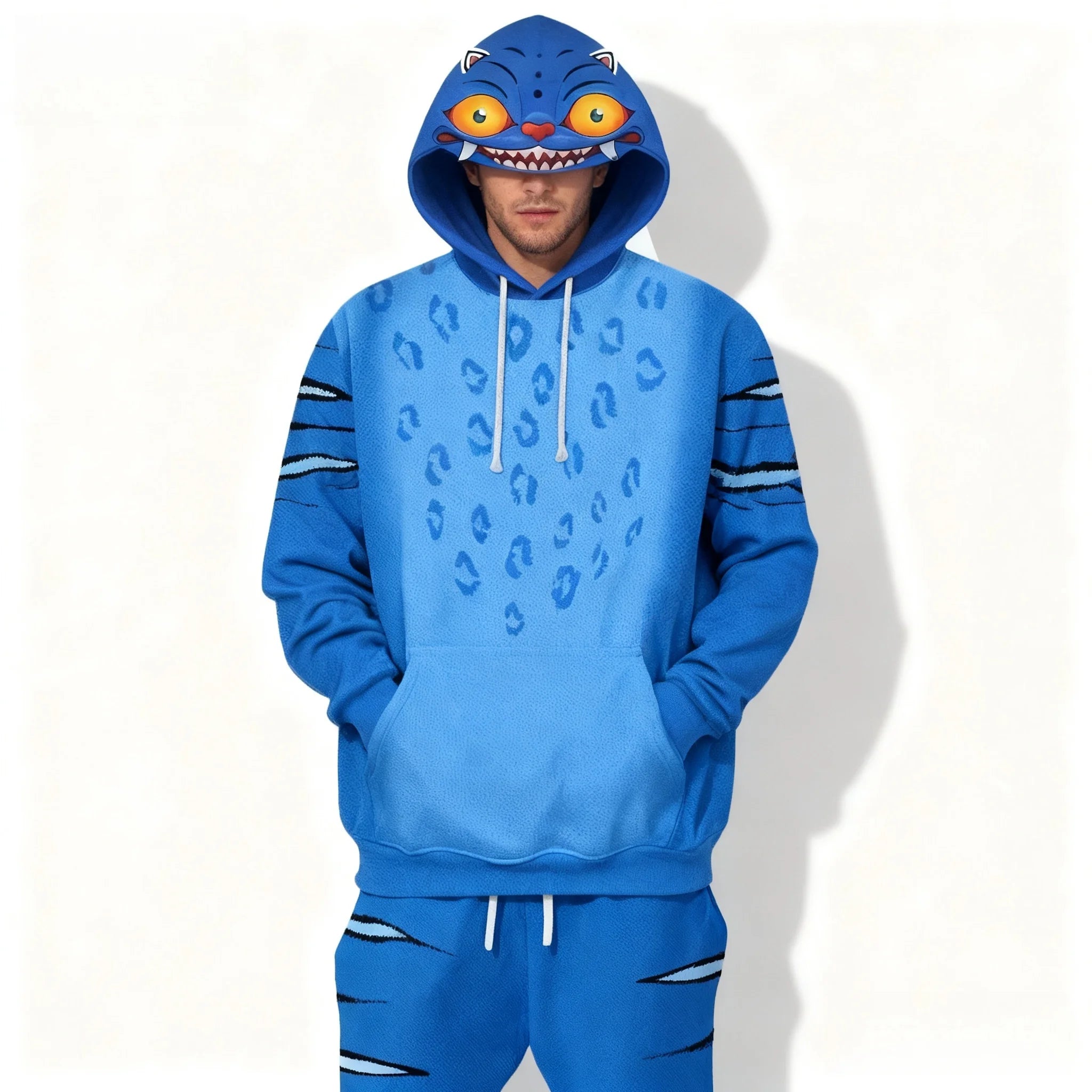 Autumn and Winter Hoodie Set Cosplay Tiger Witch Hunting Group Oversized Korean Style American Street Adult Men and Women