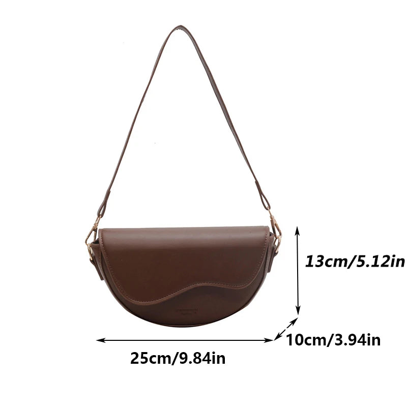 Small Saddle Shoulder Leather bag for women