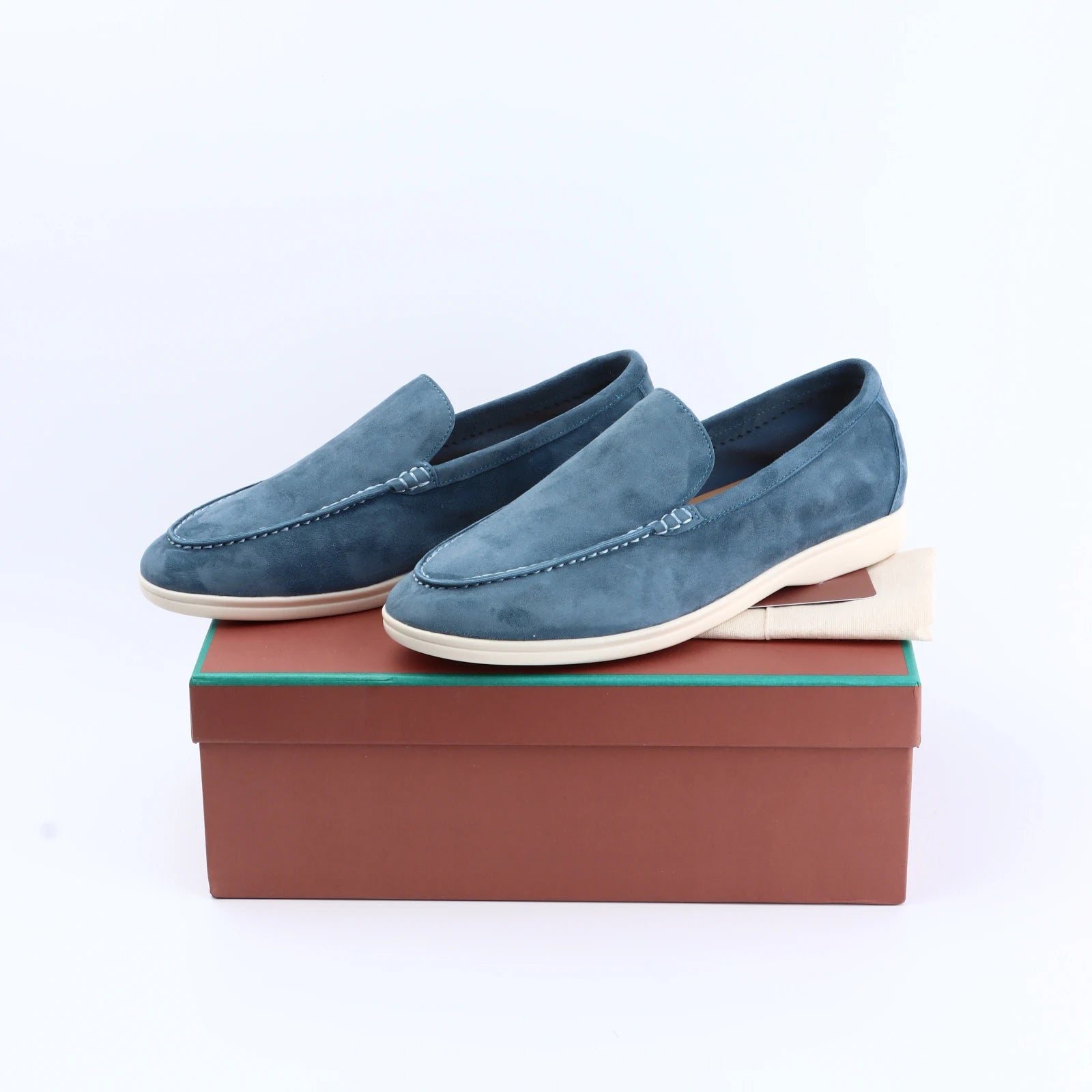 Not Logo Summer Suede Leather Women Loafers Men Flat Shoes Round Toe Slip-on Causal Moccasin Comfortable Mules Lazy Women Shoes
