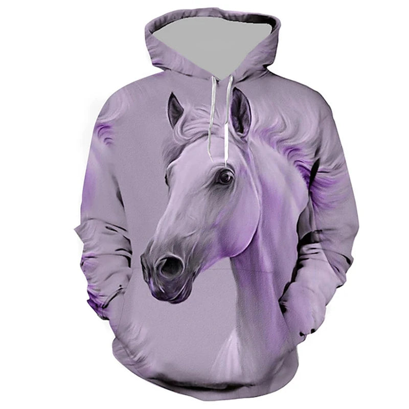 Colorful Horse Graphic 3D Print Hoodie Men Women Cool Streetwear Hip Hop Hoodies Oversized Pullover Sweatshirts Male Clothing