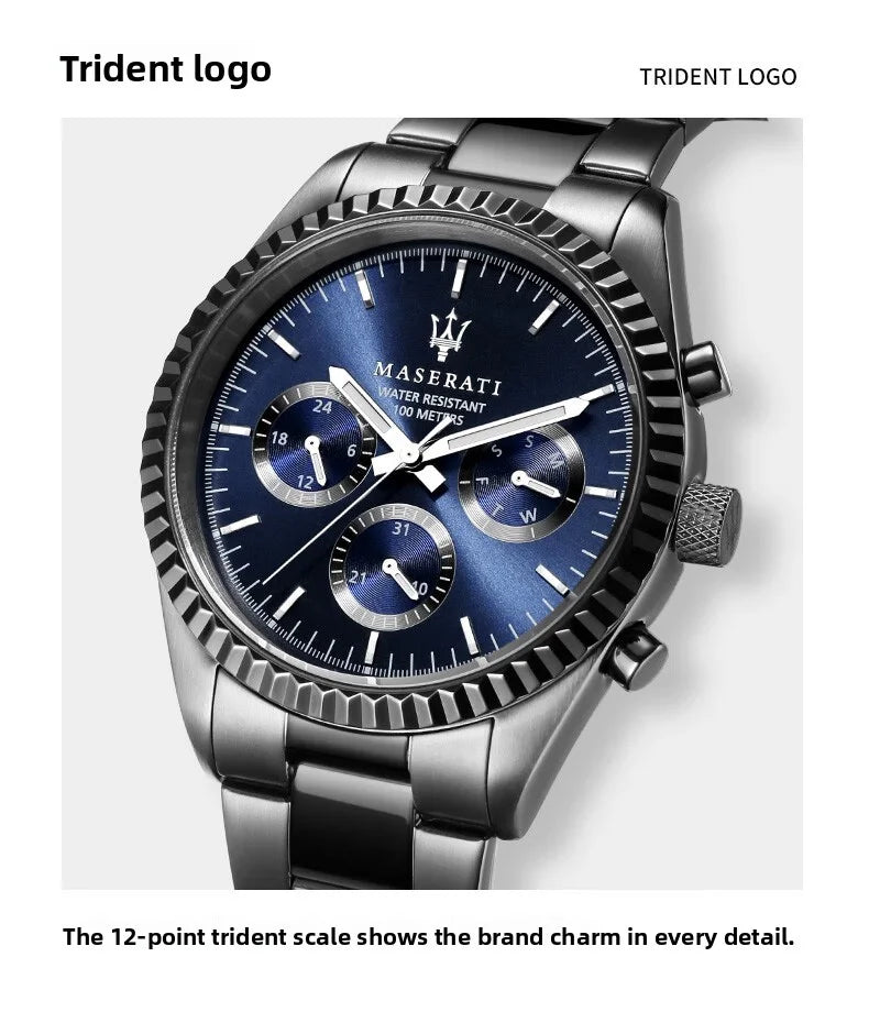 Original Maserati watches men's luxury gold fashion trend dial Shi Ying European and American business watch blue gold R88531000