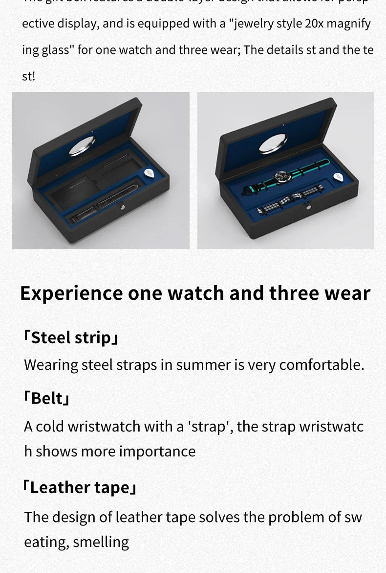 IDEAL KNIGHT Top Brand Luxruy Mens Watch Advanced Tourbillon Automatic Mechanical Watch Waterproof Luminous Dual Region Time