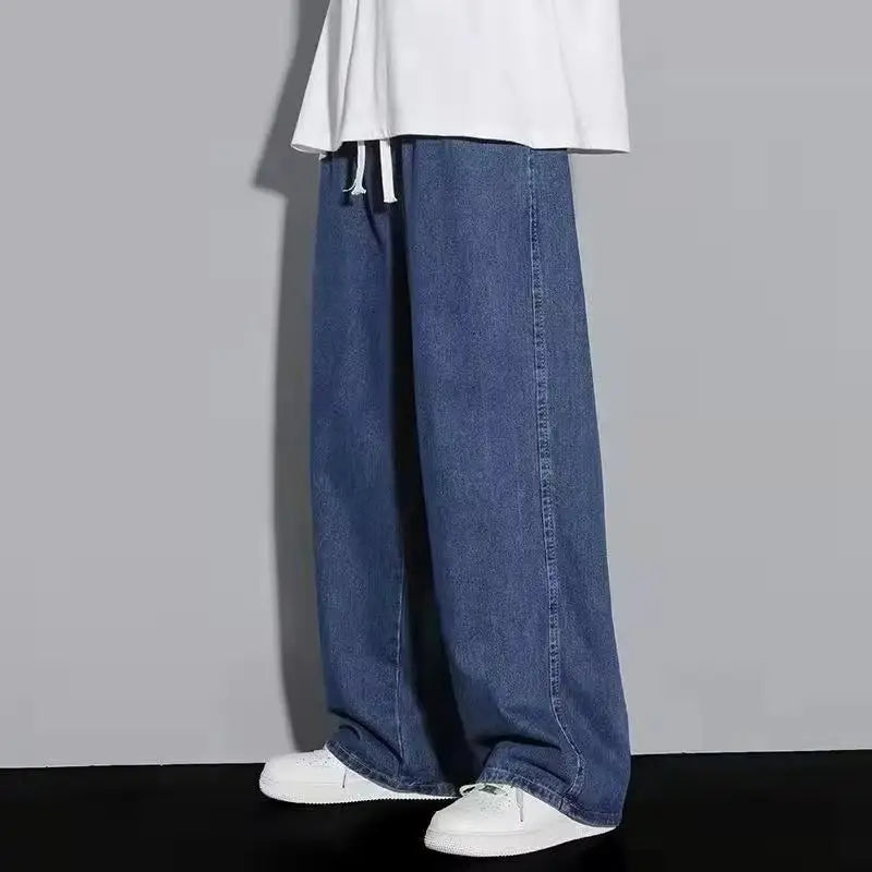 2025 Men's Jeans Korean Version Student Casual Pants High Street Straight Loose Wide Leg Jeans Black Grey Blue Baggy Jeans