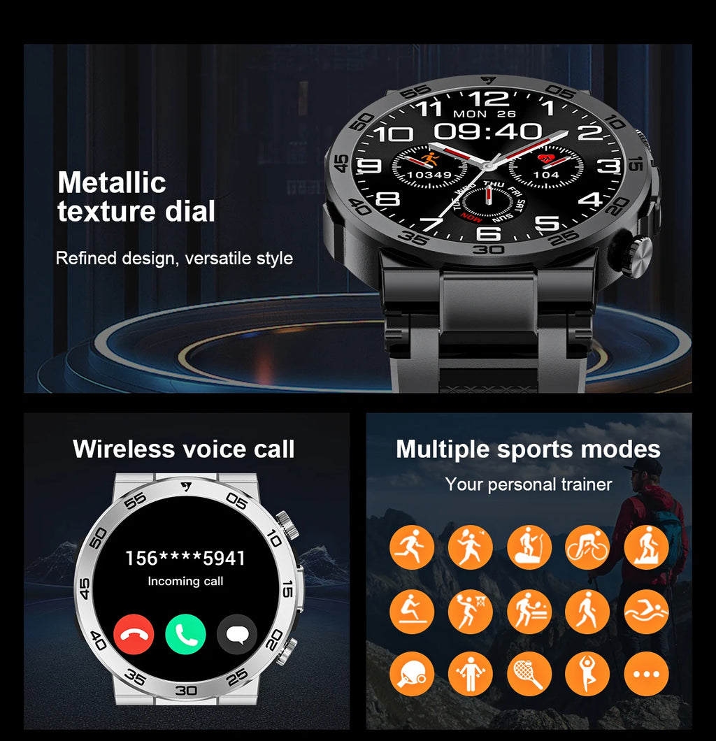 LIGE Fashion LED Flashlight Smart Watch For Men Custom Watch Face Bluetooth Call  Bracelet Sport Blood Oxygen Monitor Smartwatch