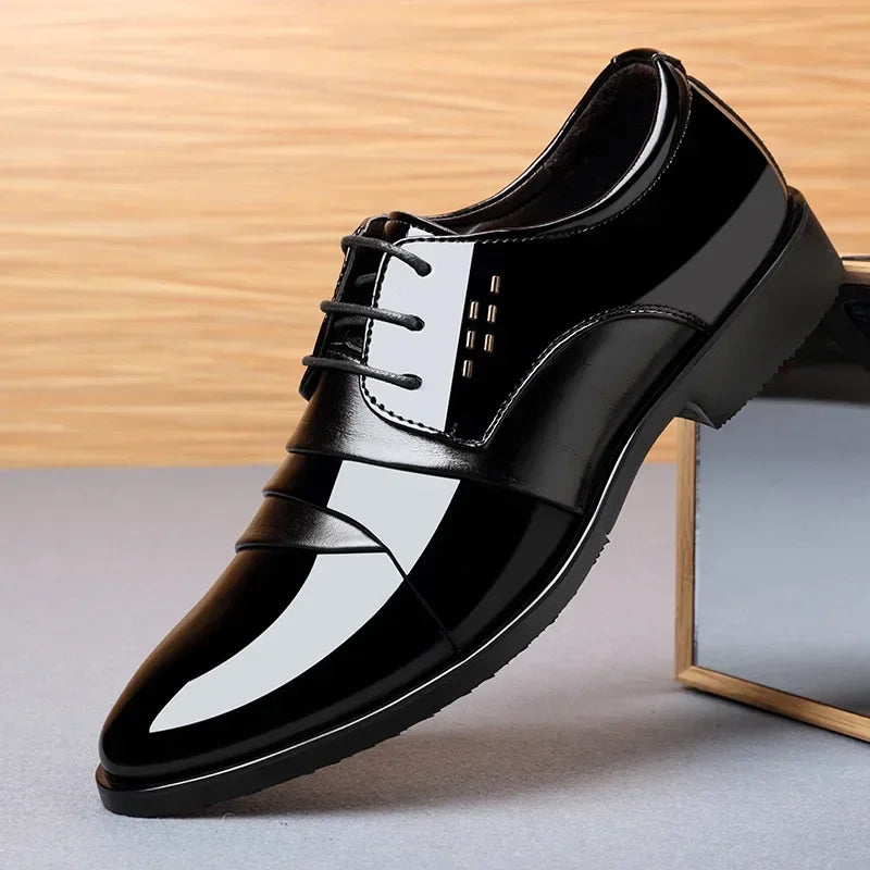 Business Dress Men Shoes Luxury Mens Dress Shoes Patent Leather Oxford Shoes for Men Oxfords Footwear High Quality Leather