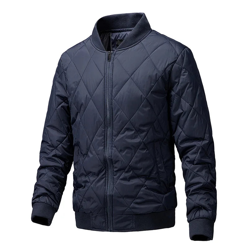 New Men's Cotton Padded Jacket Korean Style Stand Collar Zipper Warm Coat Fashion Casual Zip Up Outerwear For Winter Jacket Man