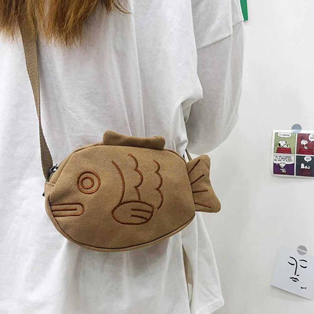 Fish Shape Canvas Messenger Bag