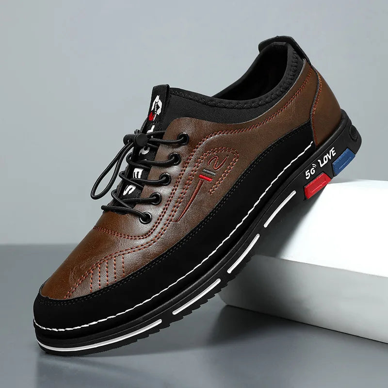 New leather sports shoes, casual shoes, men's trendy and versatile, retro board shoes, soft-soled dad shoes