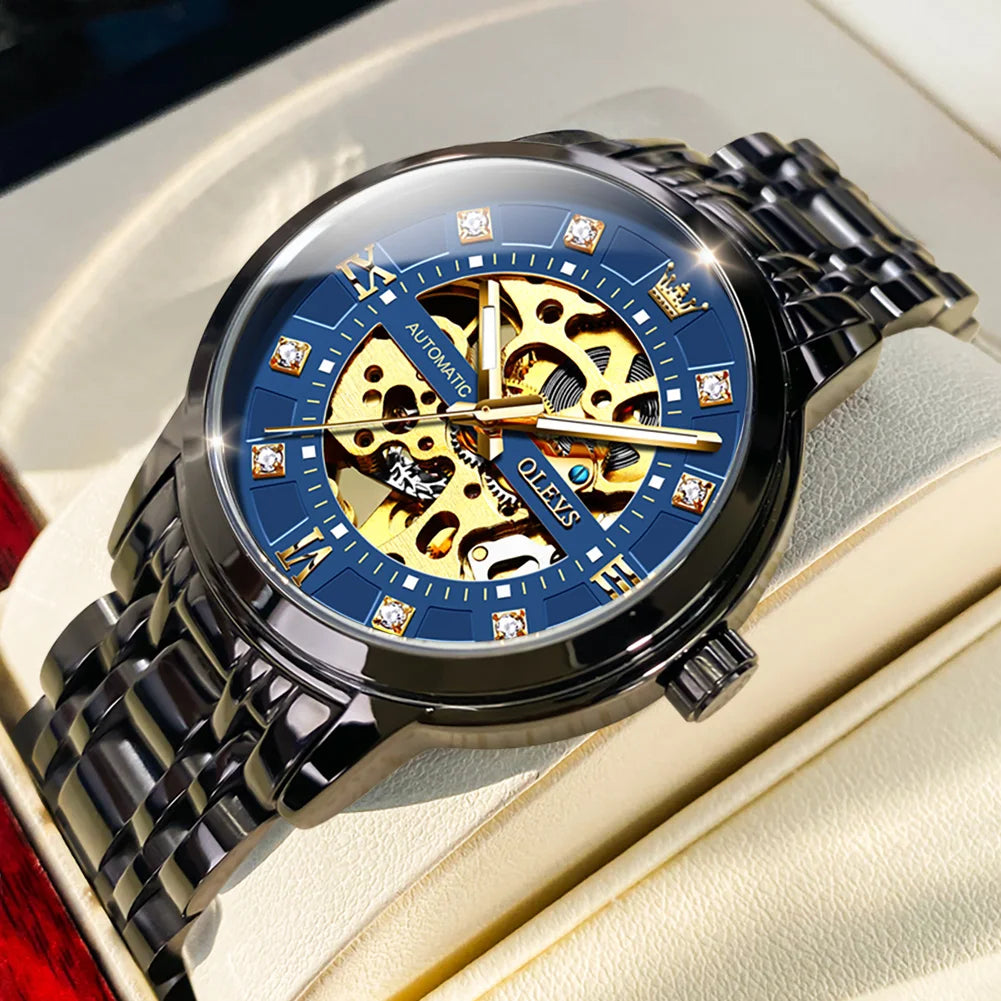 OELVS 9901 Luxury Men's Watches Fashion Dress Automatic Mechanical Wristwatch Waterproof Luminous Hollow Watch for Man Reloj