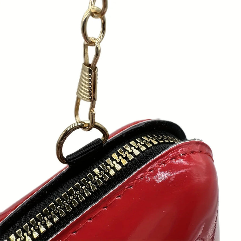 1pc Niche Red Lip Shaped Chain Bag, Novelty Mini Shoulder Bag, Women's Stylish Zipper Bag