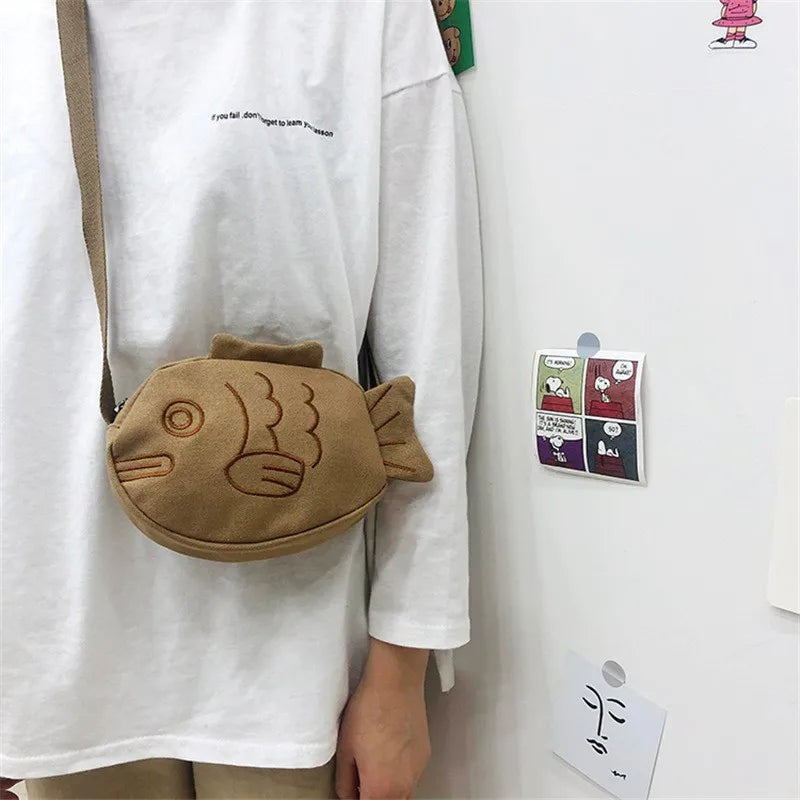 Fish Shape Canvas Messenger Bag