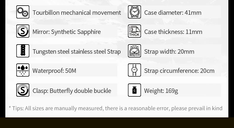 OUPINKE Real Tourbillon Watches Man Tungsten Steel Skeleton Flywheel Automatic Mechanical Men's Watches Luxury Dragon Watch 3176