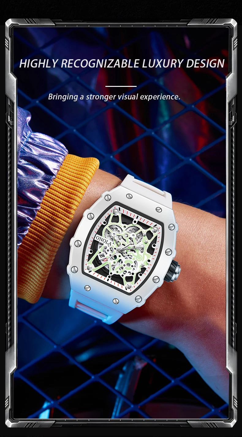 TOP Hot Selling Men Watch Fashion Brand ONOLA Quartz Silicone Tape Watches men Clock
