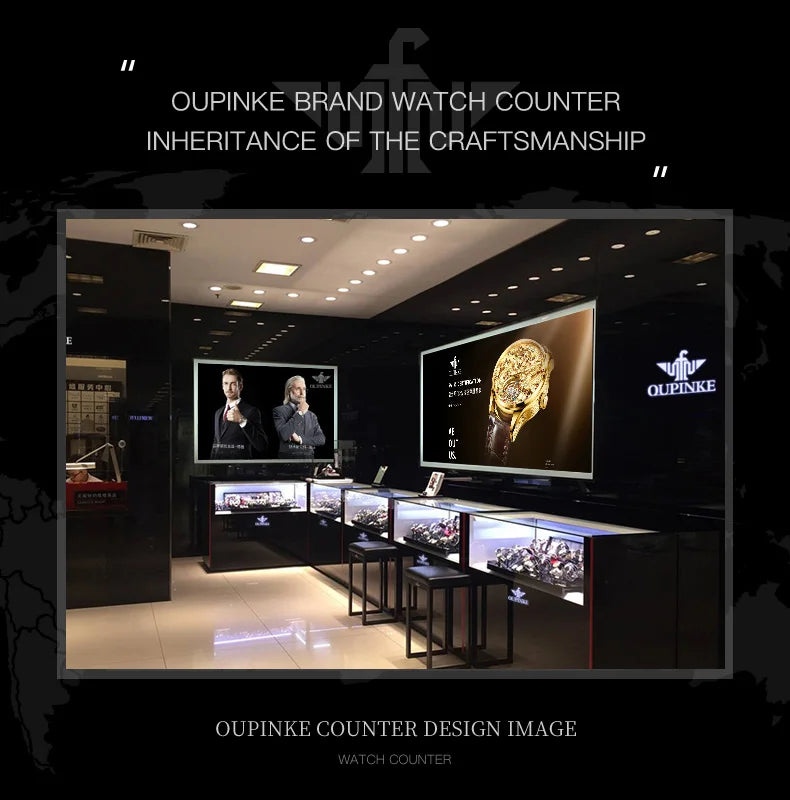 OUPINKE 3268 Man Automatic Watch Top Brand Hollow Deep Waterproof Mechanical Watch For Men Luxury Original Leather Wristwatch