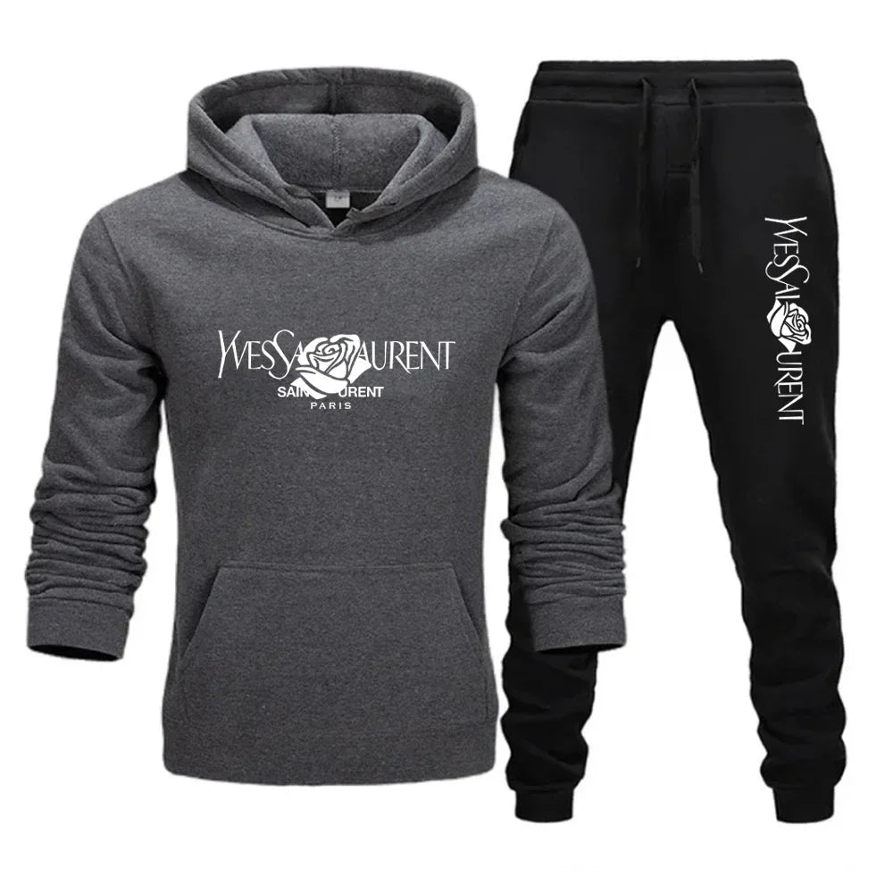 2025 Men's Casual Sports Suit with Hoodie and Sweatpants for Autumn and Winter Outdoor Sports Fashion Men's Clothing.