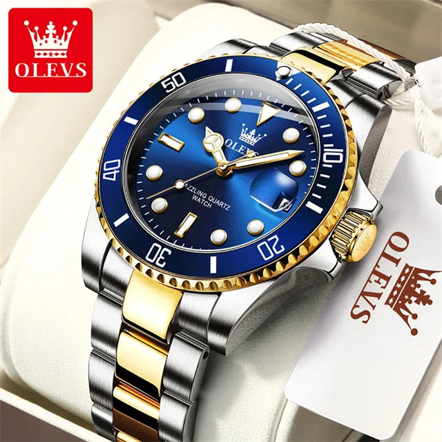 OLEVS Top Original Quartz Watch for Men Diving Series Stainles Steel Waterproof Man Watch Fashion Luxury Brand Men's Wristwatch