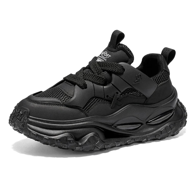 Men's Sports Shoes Thick-soled Height-increasing Large-sized Solid Color All-season Soft-soled Unique and Niche Running Shoes