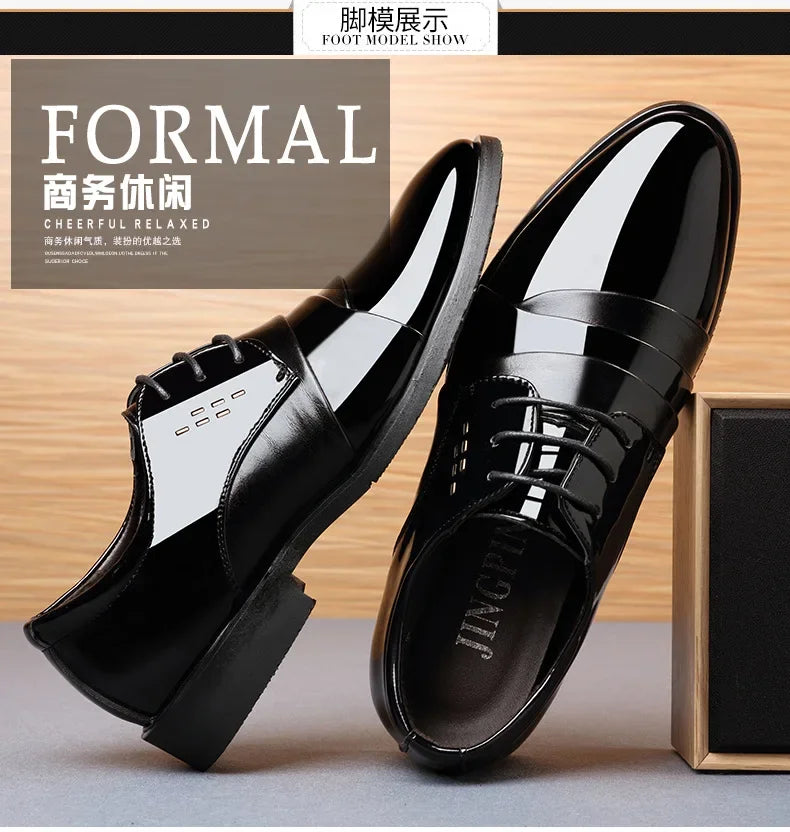 Business Dress Men Shoes Luxury Mens Dress Shoes Patent Leather Oxford Shoes for Men Oxfords Footwear High Quality Leather