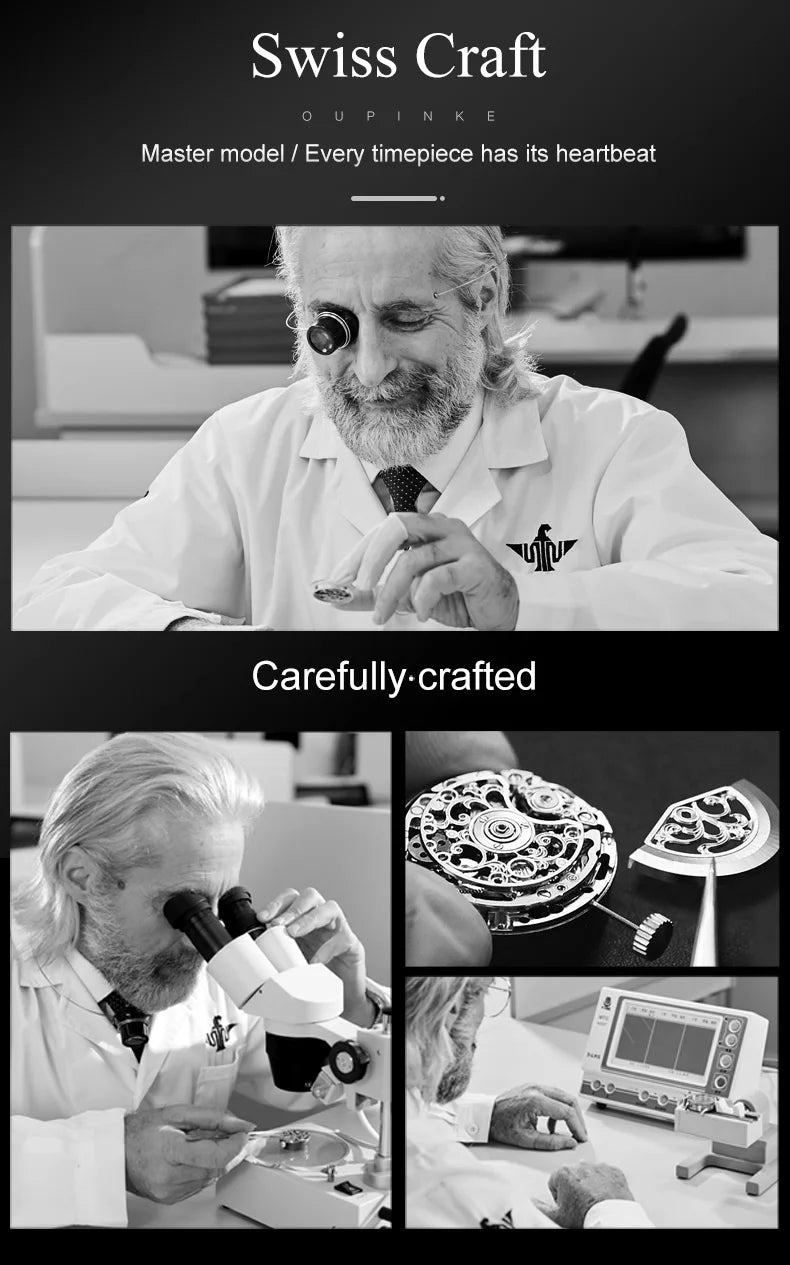 OUPINKE Tungsten Steel Strip Men's Watches Fully Transparent Dial Automatic Mechanical Watch Waterproof Sapphire Mirror Surface