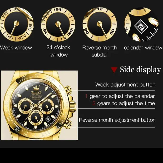 OLEVS 6638 Men Watch Brand Mechanical Movement Automatic Watch Men Luxury Waterproof Calendar Timing Code Original Men Watch