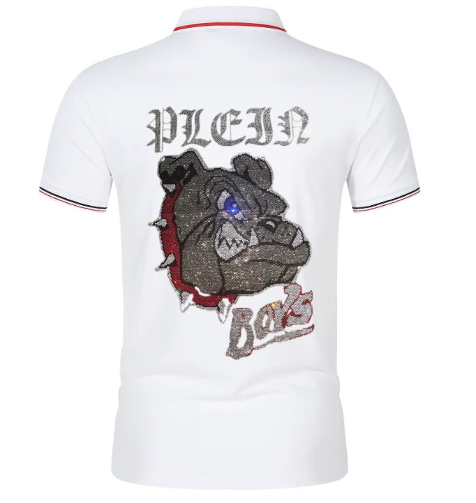 Men's Polo Shirt from Designer Brand, Fashionable and Well-Tailored with Rhinestones