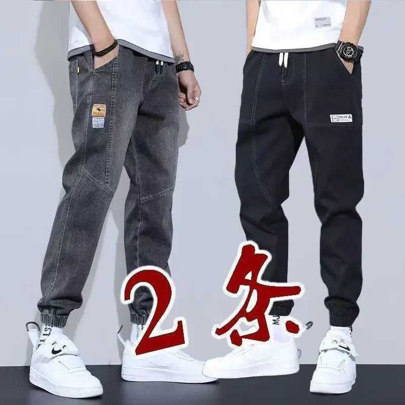 Loose Fit Men's Denim Jeans Casual Workwear Harlan Pants Trousers Harajuku Sle Cotton Polyester Blend Wear Resistant