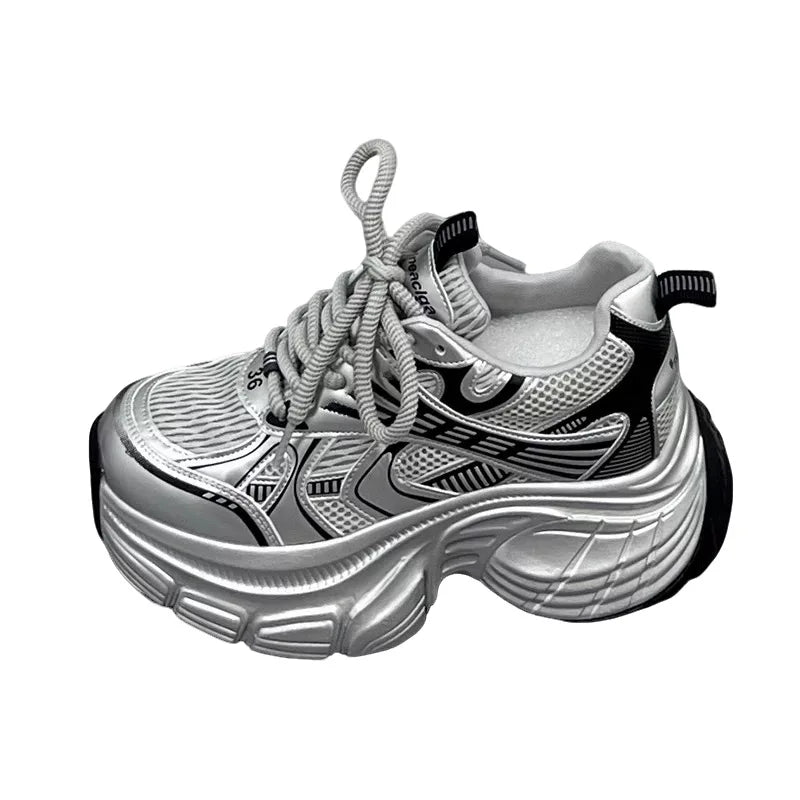 Dad's shoes 2025 new casual sports shoes breathable mesh super hot thick sole height increasing shoes