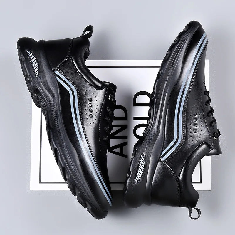 New Cow Leather Sneakers for Men Fashion Casual Sports
