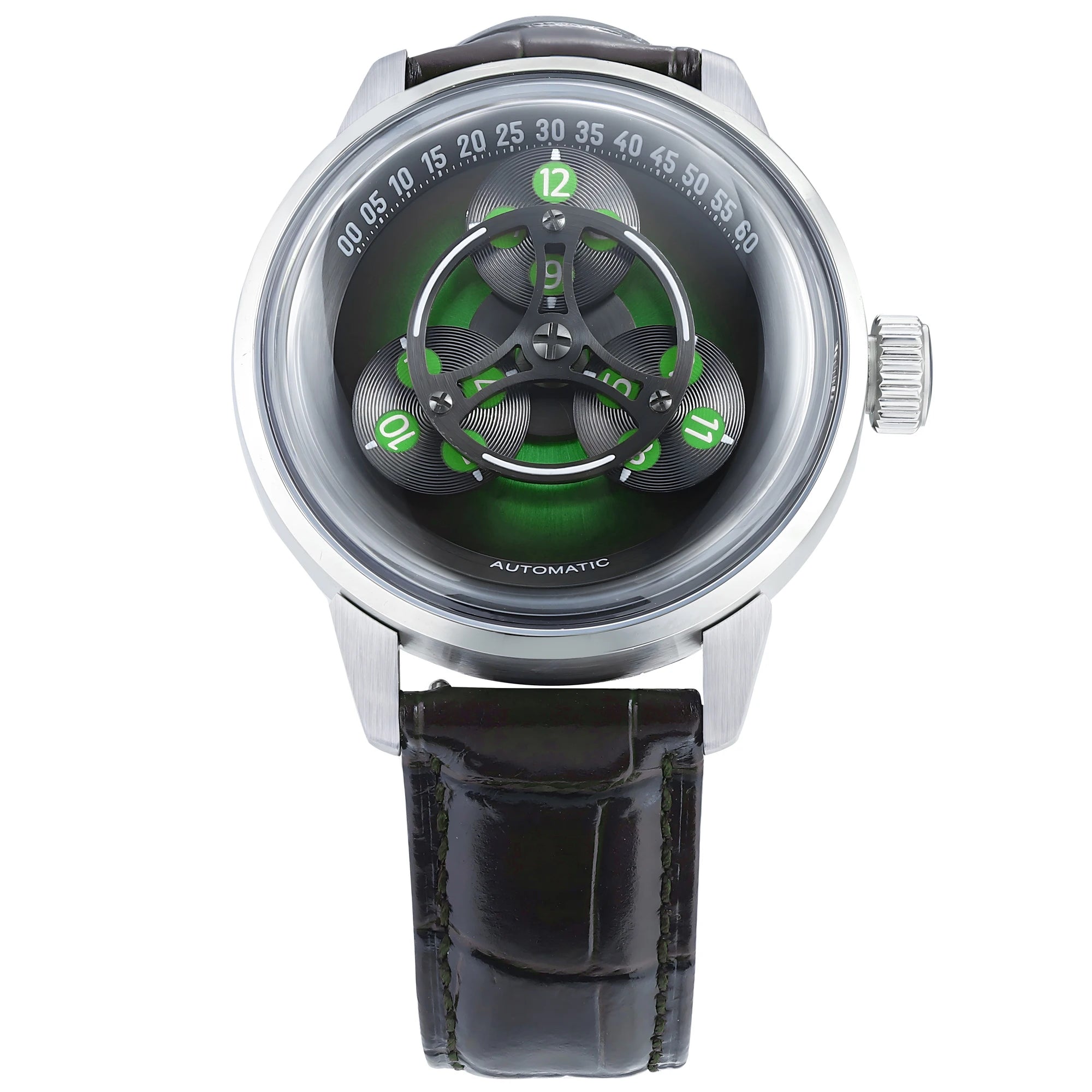 ENITON Automatic Watch Men 316L Steel Japanese 8215 Leather Band Fashion Watch Waterproof 5ATM Mechanical Watch New Arrival