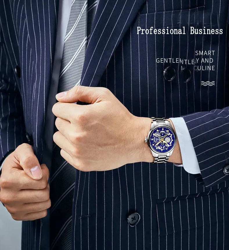 UTHAI Men's Watch Business Light Luxury high-end Brand Versatile Gold Hollow Male Fashion Quartz Clock Watches
