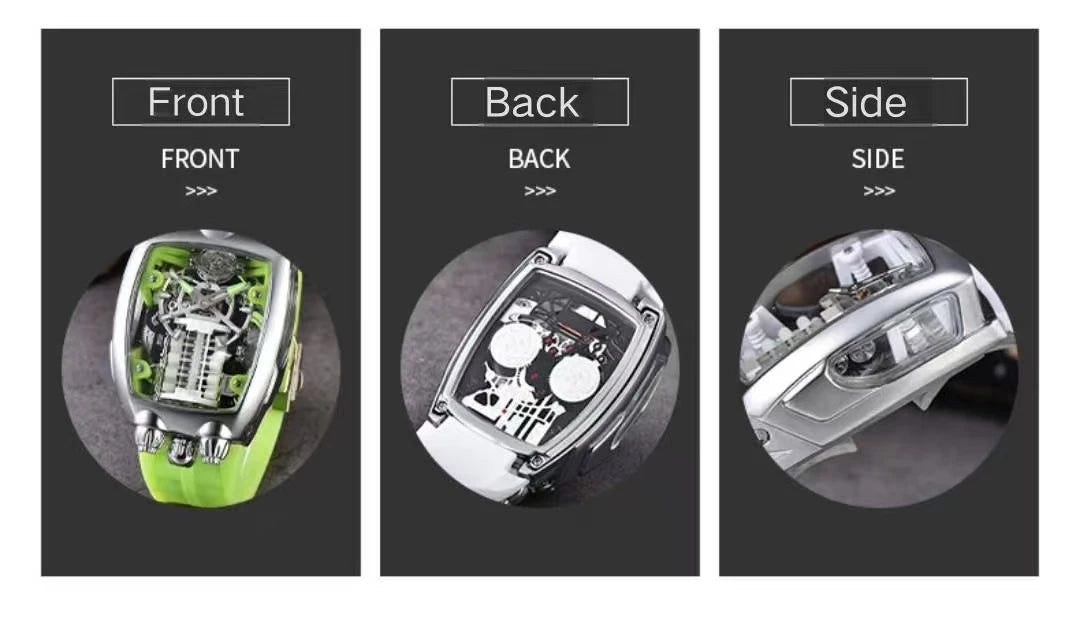 2025 new transparent waterproof men's quartz watch, unique hollow wine barrel shaped leisure watch