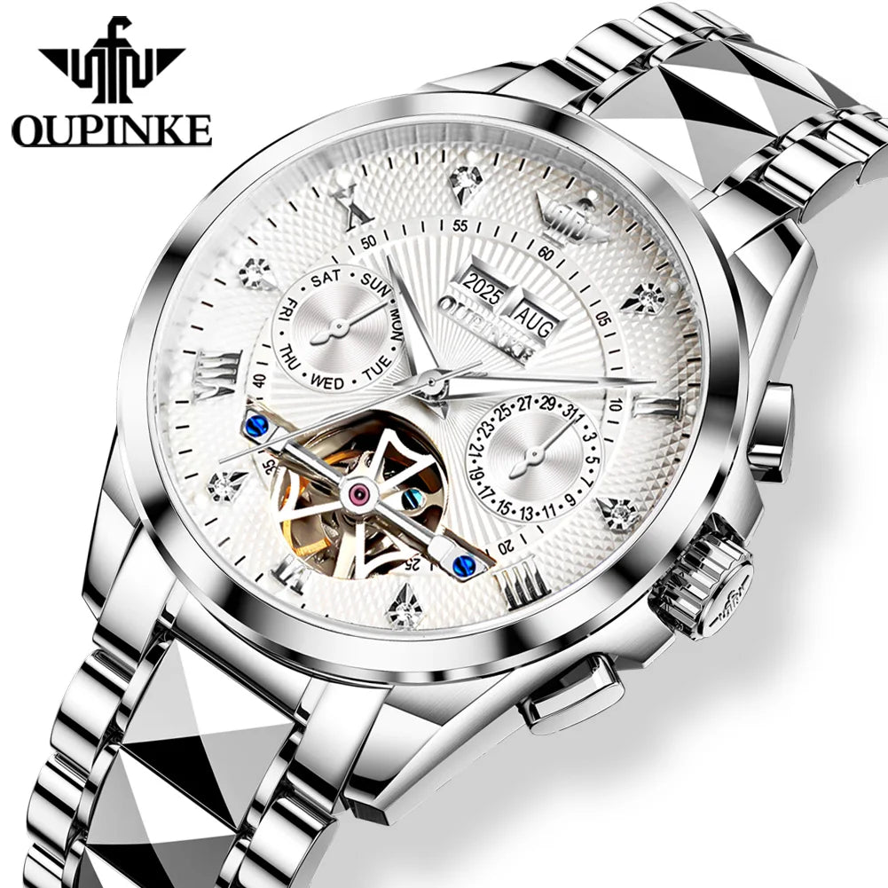 OUPINKE 3270 Mens Watch Automatic Mechanical Watch﻿ Waterproof Luminous Watches For Man Tungsten Steel Imported Movement Reloj
