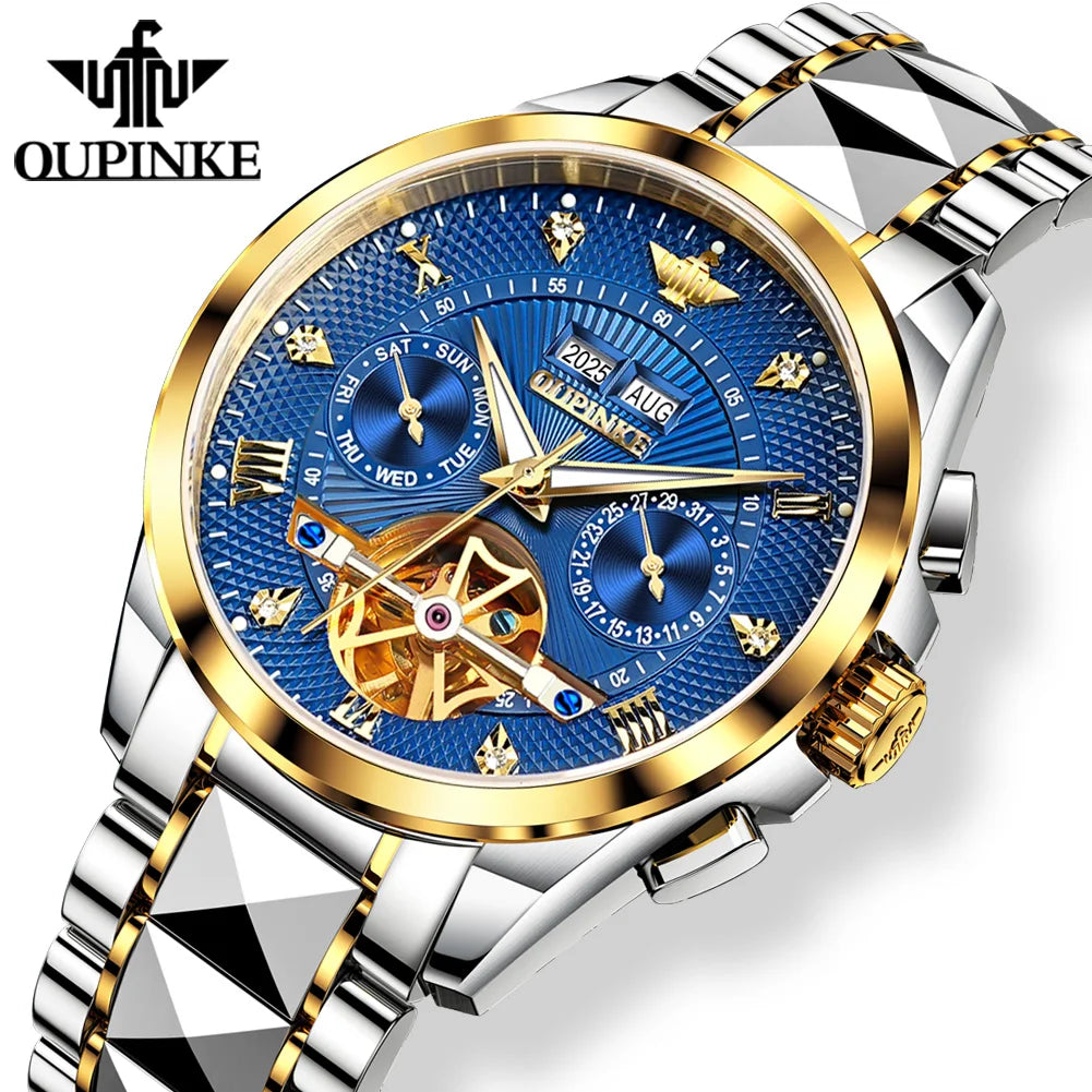 OUPINKE 3270 Mens Watch Automatic Mechanical Watch﻿ Waterproof Luminous Watches For Man Tungsten Steel Imported Movement Reloj