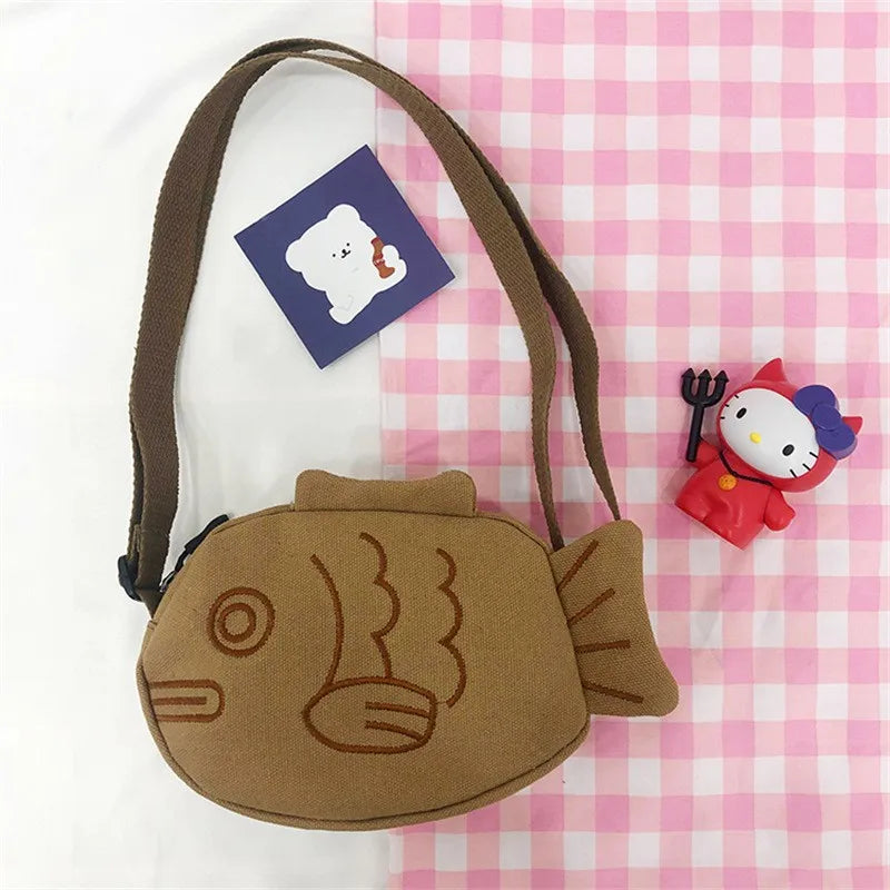 Fish Shape Canvas Messenger Bag