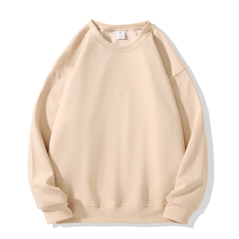 New Heavy Fabric Men/Women Simple Style Sweatshirts Fashion Soild Color O Neck Loose Hoodies Autumn Casual Pullover Tops