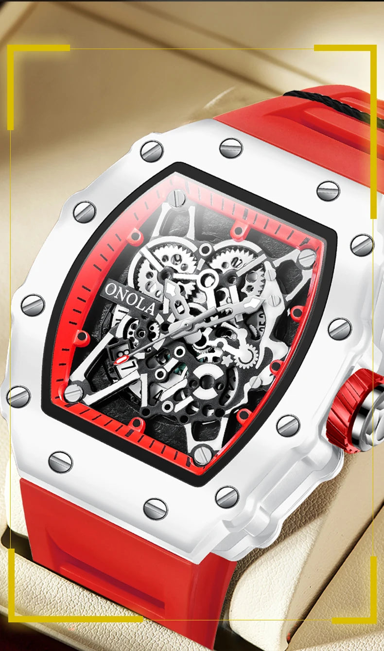 TOP Hot Selling Men Watch Fashion Brand ONOLA Quartz Silicone Tape Watches men Clock