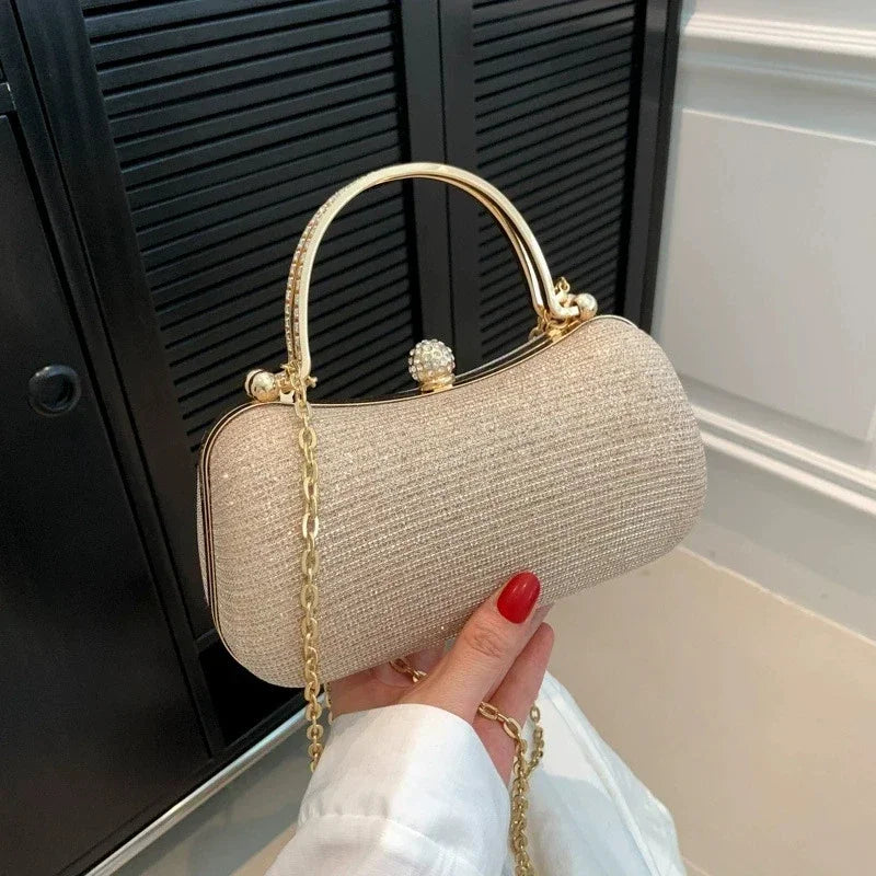 Shiny Mini Evening Bag, Rhinestone Chain Purse