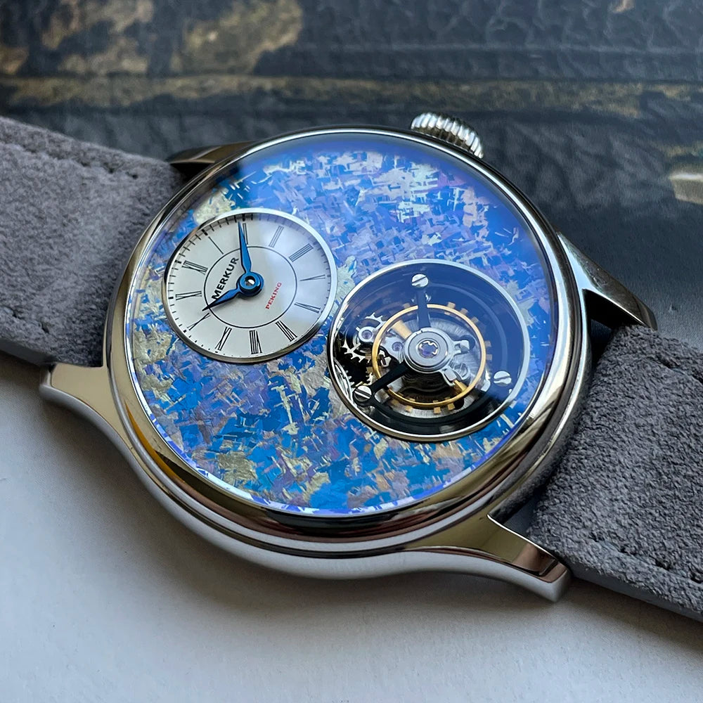 Merkur 100% Tourbillon Watch Men's Titanium Ice Flower Dial Sapphire Watch For Men Mechanical Wristwatches Relogio Masculino