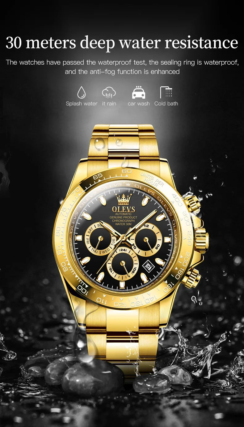 OLEVS 6638 Men Watch Brand Mechanical Movement Automatic Watch Men Luxury Waterproof Calendar Timing Code Original Men Watch