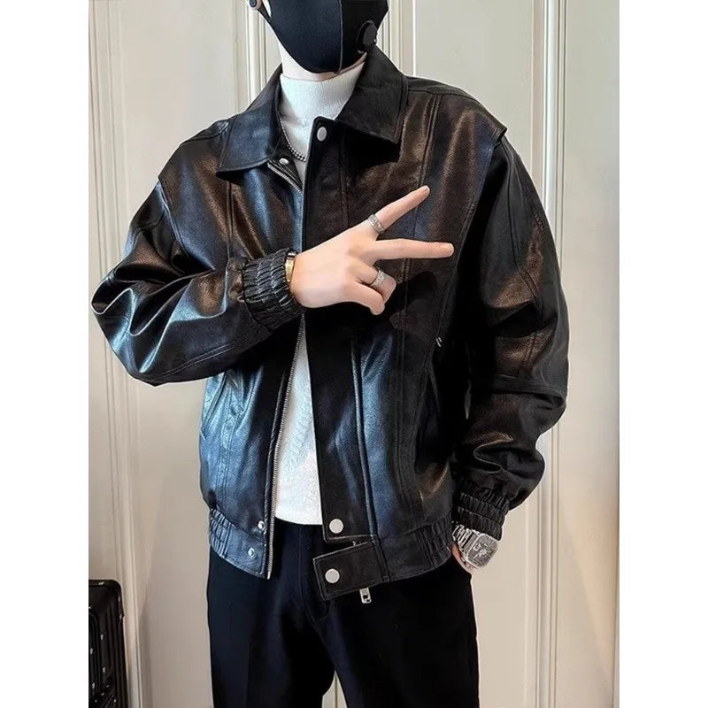 High-end Leather Jacket for Men in Spring Autumn Winter 2025 New Trendy Casual
