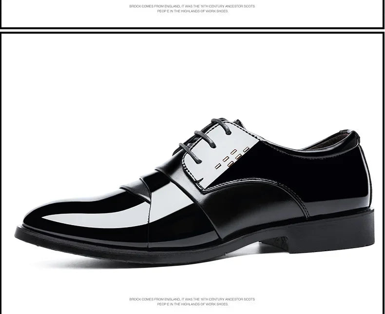Business Dress Men Shoes Luxury Mens Dress Shoes Patent Leather Oxford Shoes for Men Oxfords Footwear High Quality Leather
