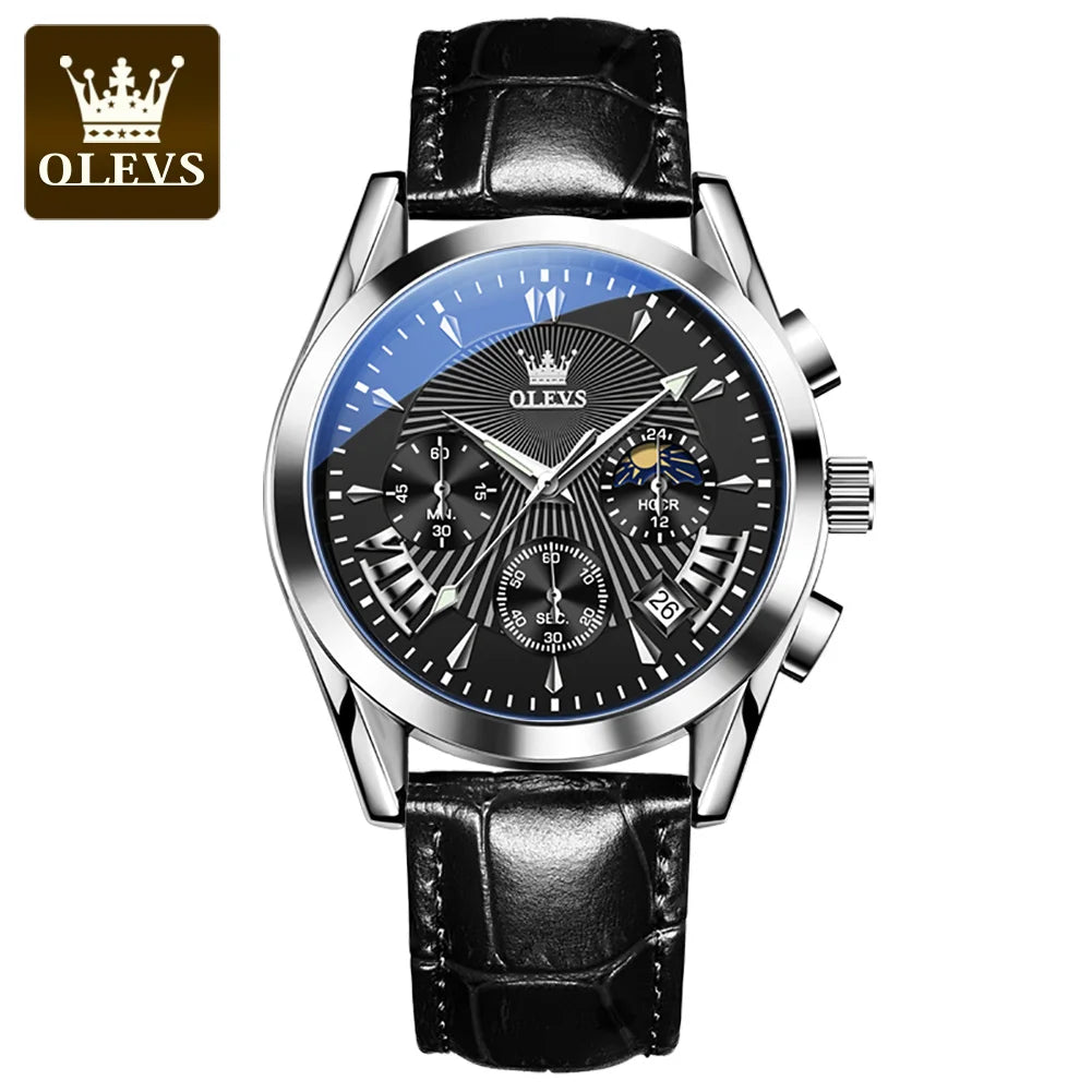 OLEVS Original Luxury Brand Men's Watches High Quality Waterproof Quartz Watch for Men Fashion Leather Strap Man Wristwatch