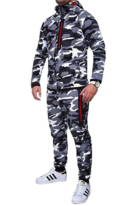 2025 New Men's Sportswear Set Two-piece Casual Jogging Warm Breathable Fitness Sportswear Set Military Tactical Hoodie + Trouser