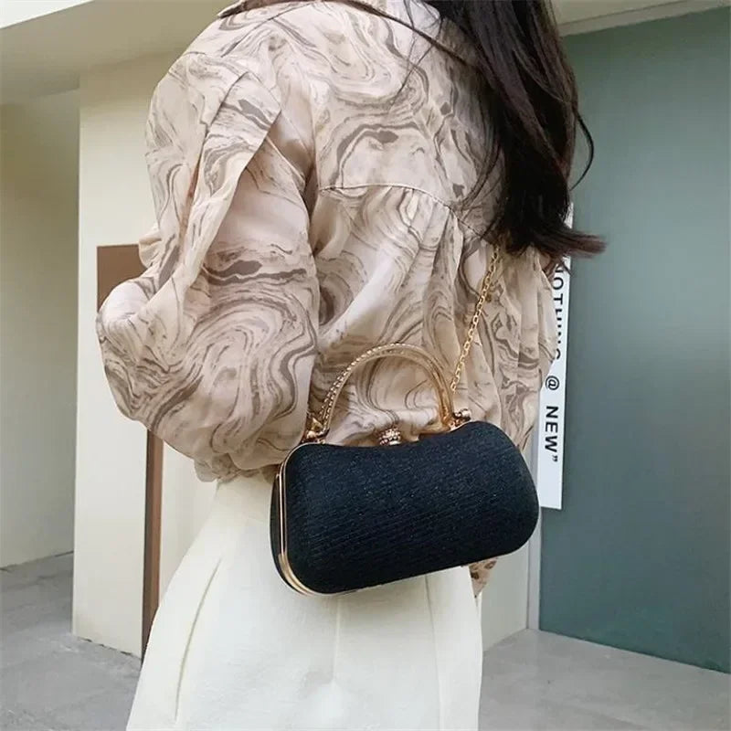 Shiny Mini Evening Bag, Rhinestone Chain Purse