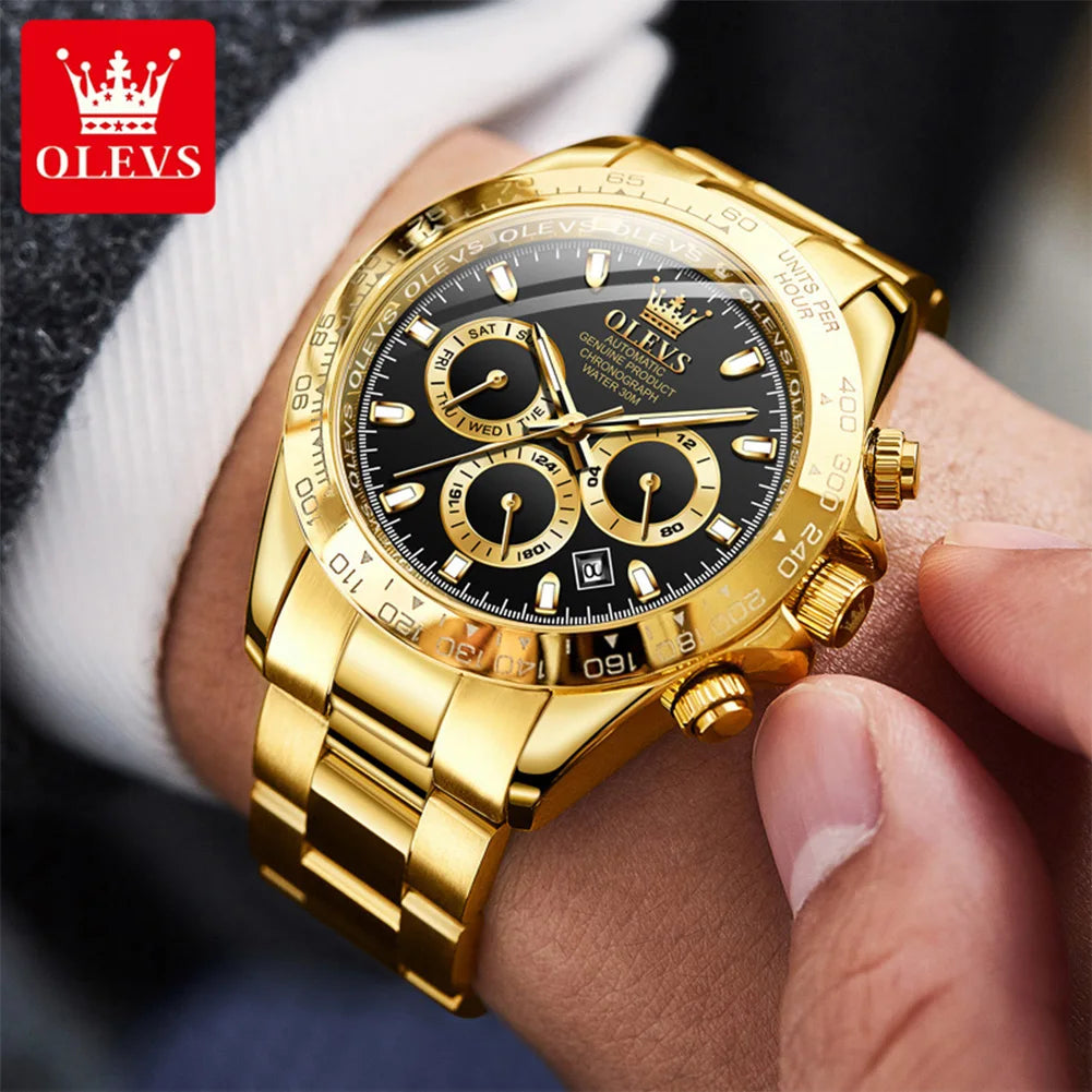 OLEVS 6638 Men Watch Brand Mechanical Movement Automatic Watch Men Luxury Waterproof Calendar Timing Code Original Men Watch